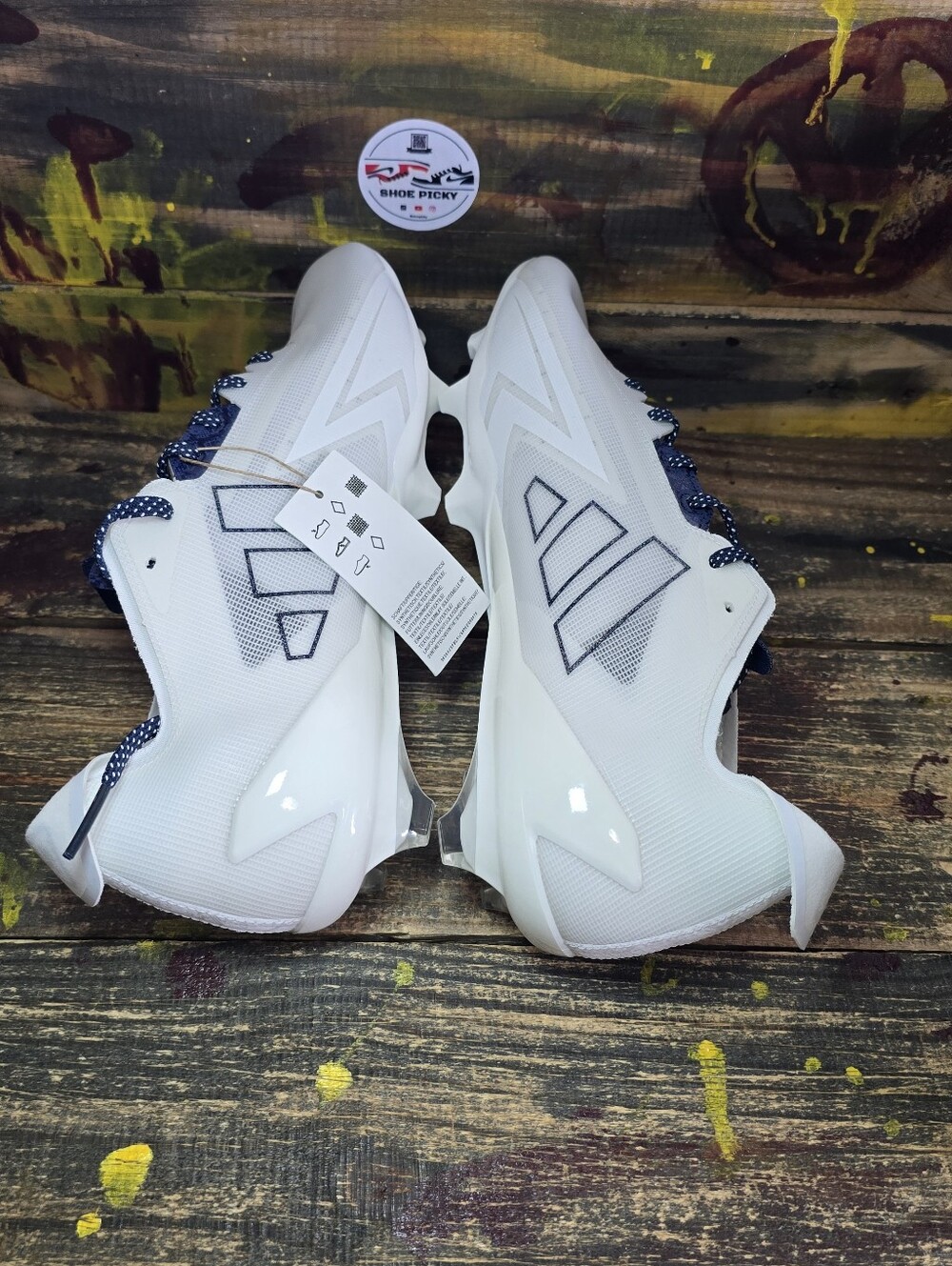 adidas Adizero Electric Men's Football Cleats White/Navy Blue Size 11.5 (IE6290) - Picture 5 of 8